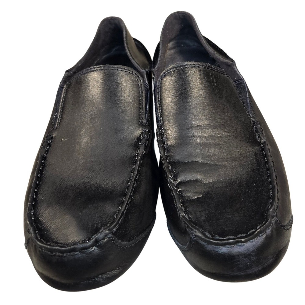 UGG Henrick Black Leather Loafers Mens 10 Slip On Driving Mocs 1098150